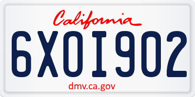 CA license plate 6XOI902