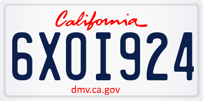 CA license plate 6XOI924