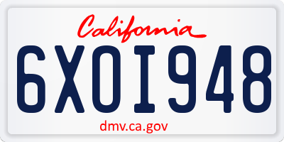 CA license plate 6XOI948