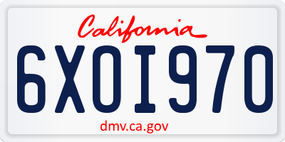 CA license plate 6XOI970