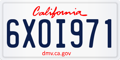 CA license plate 6XOI971