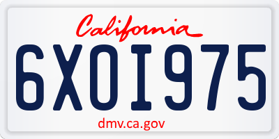 CA license plate 6XOI975