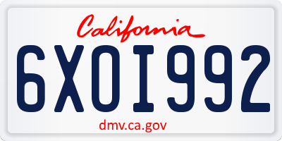 CA license plate 6XOI992