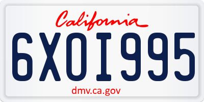 CA license plate 6XOI995