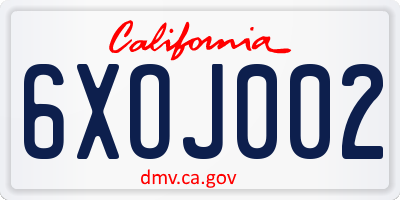 CA license plate 6XOJ002
