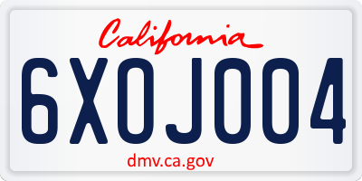 CA license plate 6XOJ004