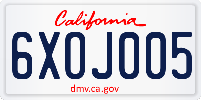 CA license plate 6XOJ005