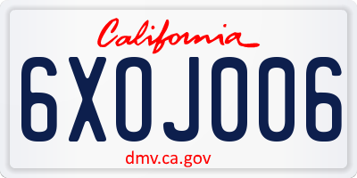 CA license plate 6XOJ006
