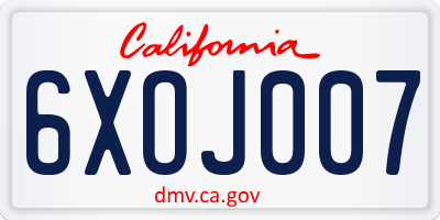 CA license plate 6XOJ007