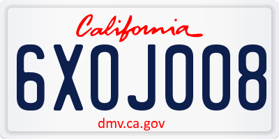 CA license plate 6XOJ008
