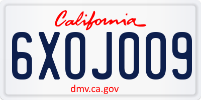 CA license plate 6XOJ009