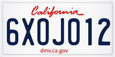 CA license plate 6XOJ012