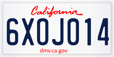 CA license plate 6XOJ014