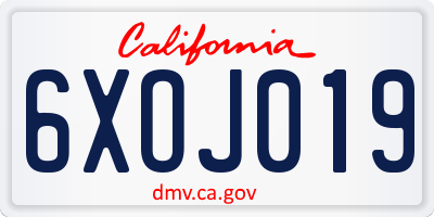 CA license plate 6XOJ019