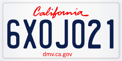 CA license plate 6XOJ021