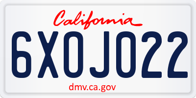 CA license plate 6XOJ022