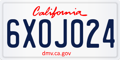CA license plate 6XOJ024