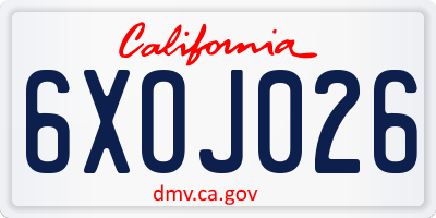 CA license plate 6XOJ026
