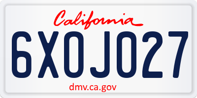 CA license plate 6XOJ027