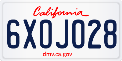 CA license plate 6XOJ028