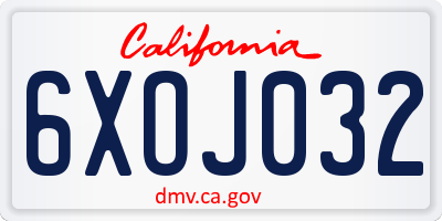 CA license plate 6XOJ032