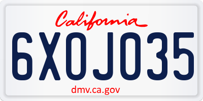 CA license plate 6XOJ035