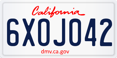 CA license plate 6XOJ042