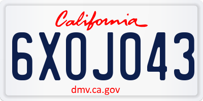 CA license plate 6XOJ043