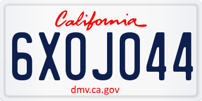 CA license plate 6XOJ044