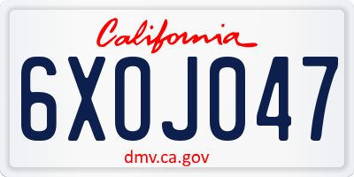 CA license plate 6XOJ047
