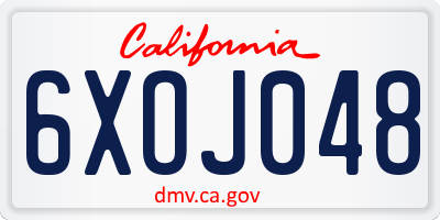 CA license plate 6XOJ048
