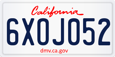 CA license plate 6XOJ052