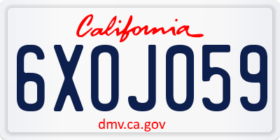 CA license plate 6XOJ059