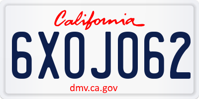 CA license plate 6XOJ062