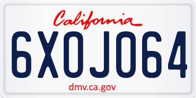 CA license plate 6XOJ064