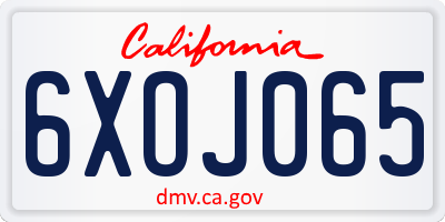 CA license plate 6XOJ065