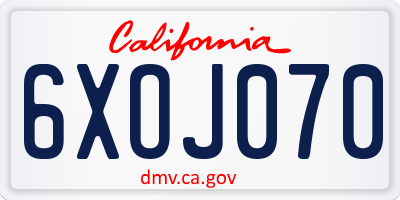 CA license plate 6XOJ070