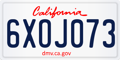 CA license plate 6XOJ073