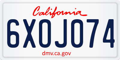 CA license plate 6XOJ074