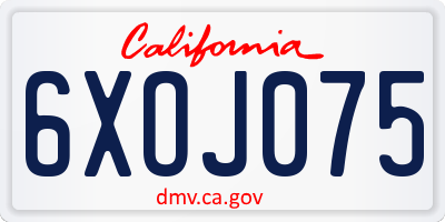 CA license plate 6XOJ075