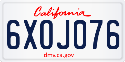 CA license plate 6XOJ076