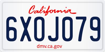 CA license plate 6XOJ079