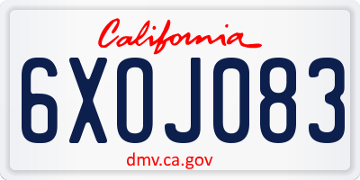 CA license plate 6XOJ083