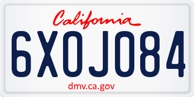 CA license plate 6XOJ084