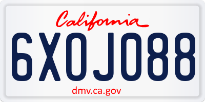 CA license plate 6XOJ088