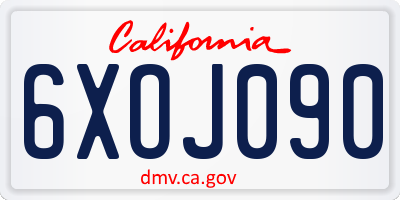 CA license plate 6XOJ090