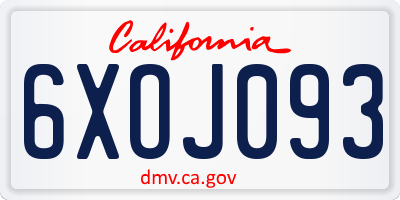 CA license plate 6XOJ093