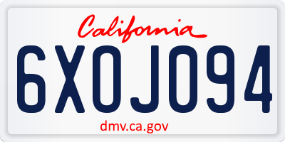 CA license plate 6XOJ094