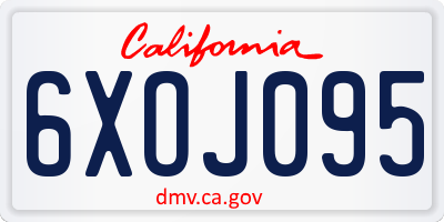CA license plate 6XOJ095