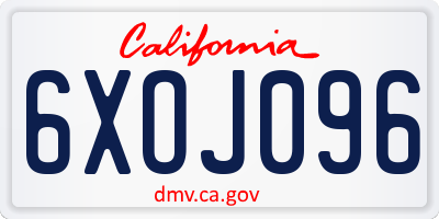 CA license plate 6XOJ096